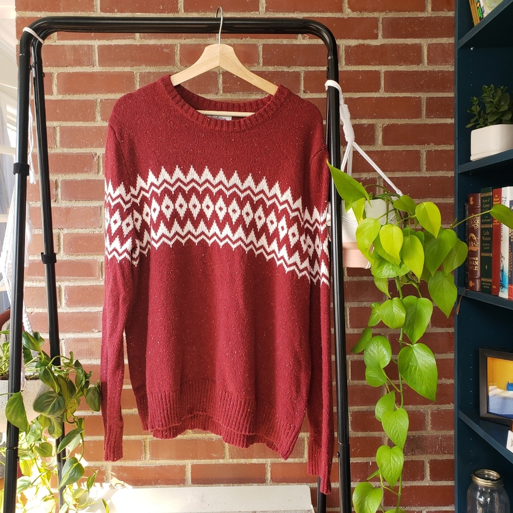 Red patterned sweater
